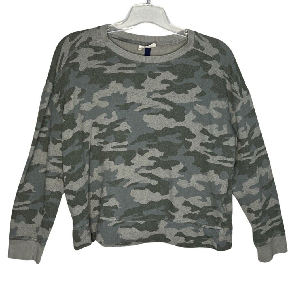 Universal Thread Sweatshirt Women Large Gray Camo Crew Neck Long Sleeve Cotton L